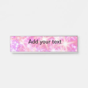 Simple red pink glittersparkle stars add your text door sign