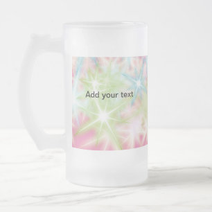 Simple red pink glittersparkle stars add your text frosted glass beer mug