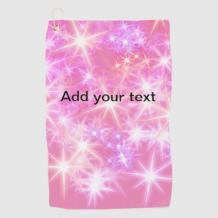Simple red pink glittersparkle stars add your text golf towel