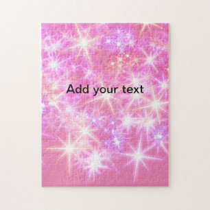 Simple red pink glittersparkle stars add your text jigsaw puzzle