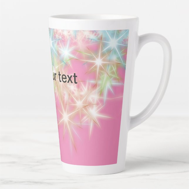 Simple red pink glittersparkle stars add your text latte mug (Right)