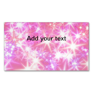 Simple red pink glittersparkle stars add your text Magnetic business card
