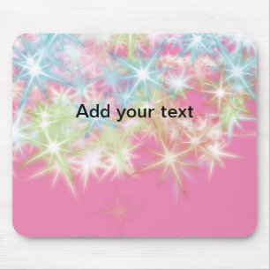 Simple red pink glittersparkle stars add your text mouse mat