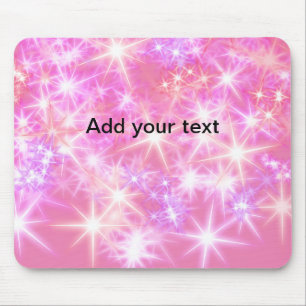 Simple red pink glittersparkle stars add your text mouse mat