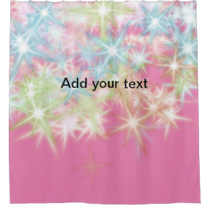 Simple red pink glittersparkle stars add your text shower curtain