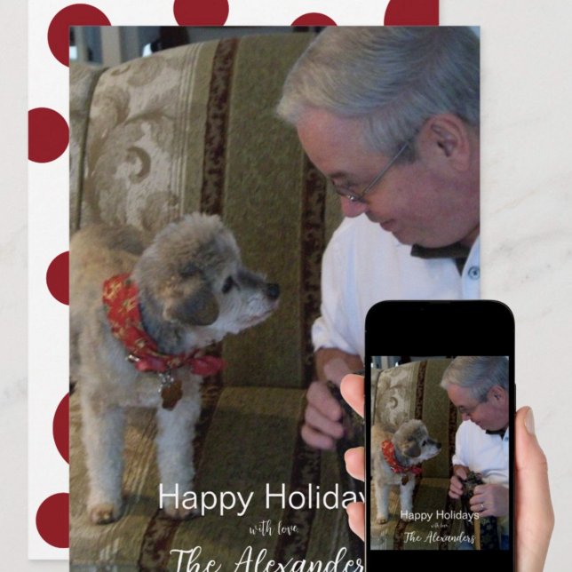 Simple Red Polka Dot Photo Holiday Card (Creator Uploaded)