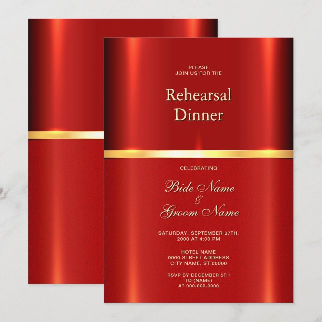 Simple Red Rehearsal Dinner Invitation (Front/Back)
