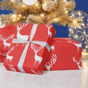 Simple Red Reindeers christmas Xmas Pattern Wrapping Paper