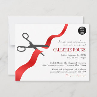 Simple Red Ribbon Cutting Grand Opening Invitation