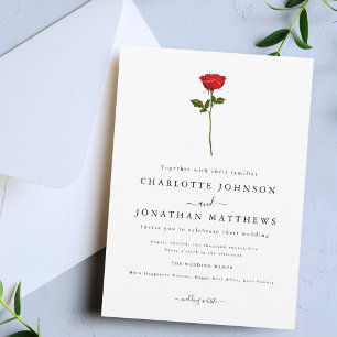 Simple Red Rose Elegant Script Invitation