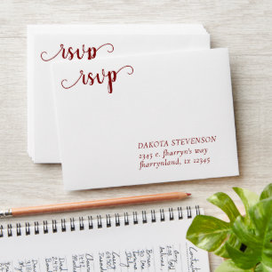 Simple Red Script Candy Flourish Response Return Envelope