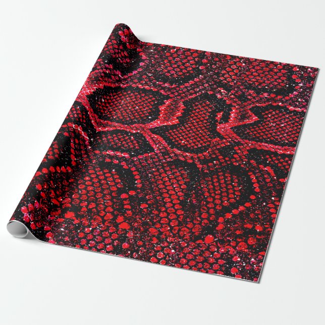 simple red snake scale pattern wrapping paper (Unrolled)