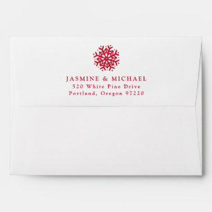 Simple Red Snowflake Wedding Return Address Envelope