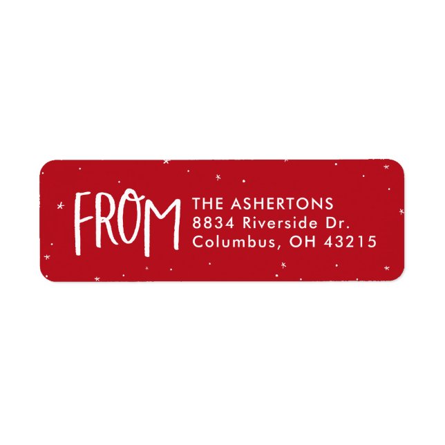 Simple red stars and dots holiday return address (Front)