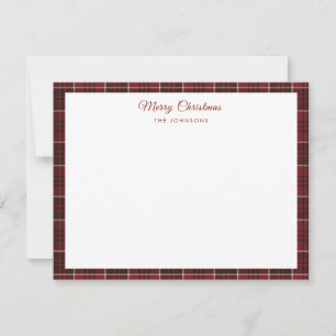 Simple Red Tartan border Christmas Thank You Card