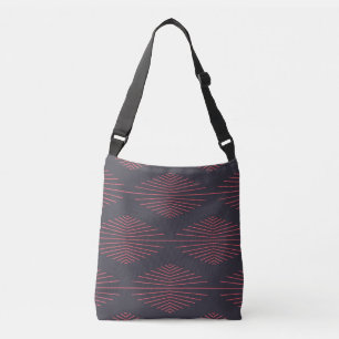 Simple, red, traditional pattern with lines crossbody bag