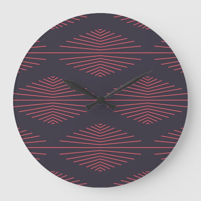 Simple, red, traditional pattern with lines large clock (Front)