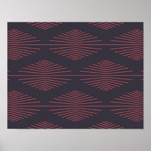 Simple, red, traditional pattern with lines poster