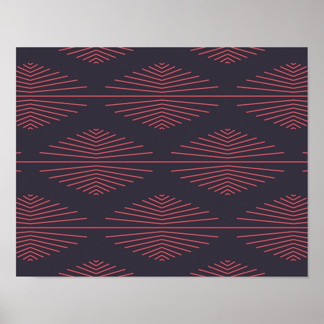 Simple, red, traditional pattern with lines poster (Front)