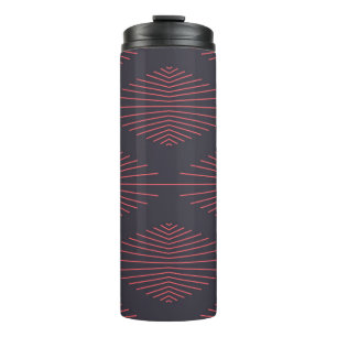 Simple, red, traditional pattern with lines thermal tumbler
