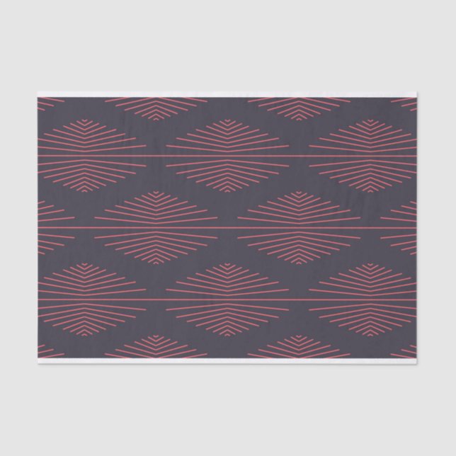 Simple, red, traditional pattern with lines tissue paper (Front)