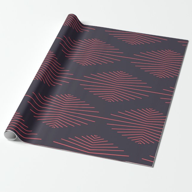 Simple, red, traditional pattern with lines wrapping paper (Unrolled)