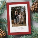 Simple red tweed frame Christmas photo Holiday Card<br><div class="desc">This simple Christmas card features one photo on the front surrounded by a red tweed frame. The festive fabric gives it a wintry vibe and the type allows you to create your own personalised message. The back has a matching tweed pattern and room for an additional photo. This holiday card...</div>