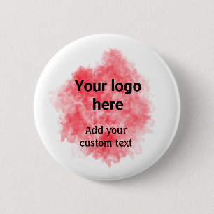 Simple red watercolor add your logo custom text mi 6 cm round badge