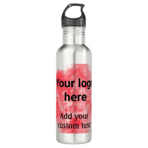 Simple red watercolor add your logo custom text mi 710 ml water bottle