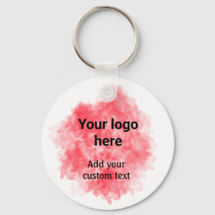 Simple red watercolor add your logo custom text mi key ring