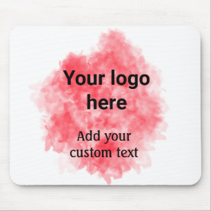 Simple red watercolor add your logo custom text mi mouse mat
