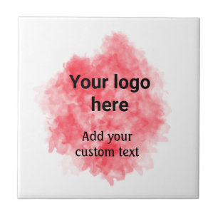 Simple red watercolor add your logo custom text mi tile