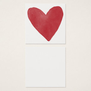 Simple, Red, Watercolor Heart 14 Note Cards