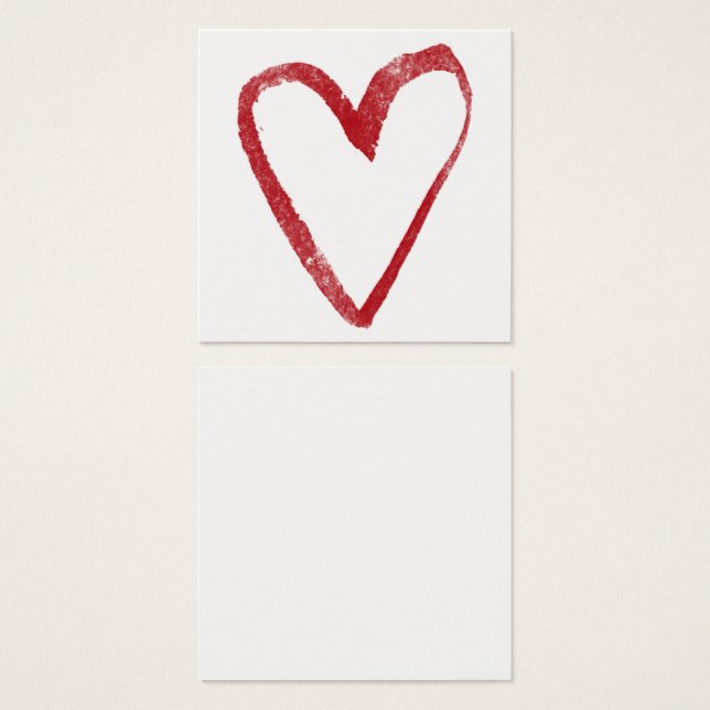 Simple, Red, Watercolor Heart Outline 8 Note Cards (Front & Back)