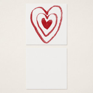 Simple, Red Watercolor Nesting Hearts 9 Note Cards