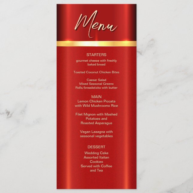 Simple Red Wedding Menu (Front)
