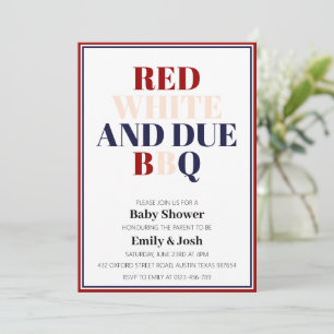 Simple Red White and Due 4th July Patriotic Invitation