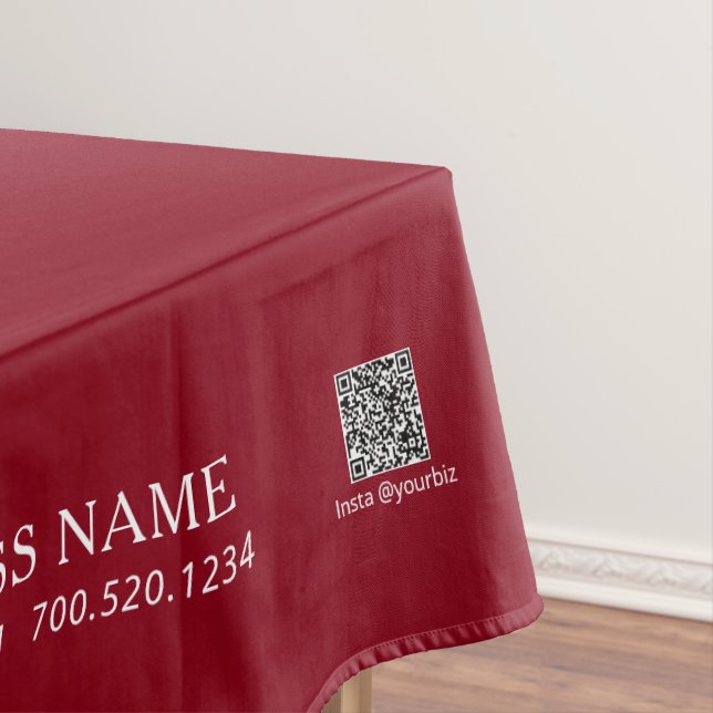 Simple Red & White Company Logo Craft Fair Tablecloth (In Situ)
