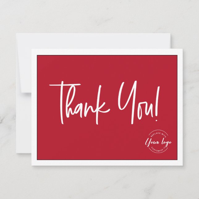 Simple Red White Company Logo Social Thank You  (Front)
