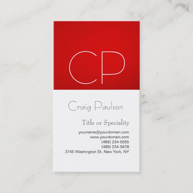 Simple Red White Consultant Business Card (Front)