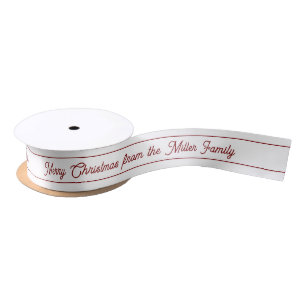 Simple Red   White Festive Ribbon custom text Satin Ribbon
