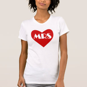 Simple red white heart Mrs title marriage shirt