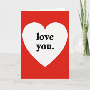 Simple Red White Love You Heart Card