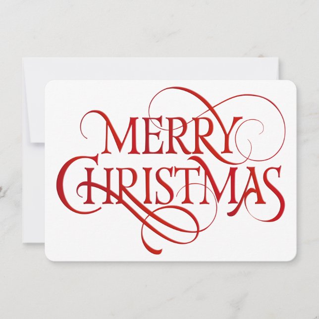 Simple Red & White Merry Christmas Holiday Card (Front)