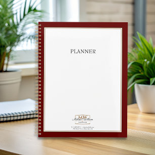 Simple Red White Monogram Business Planner