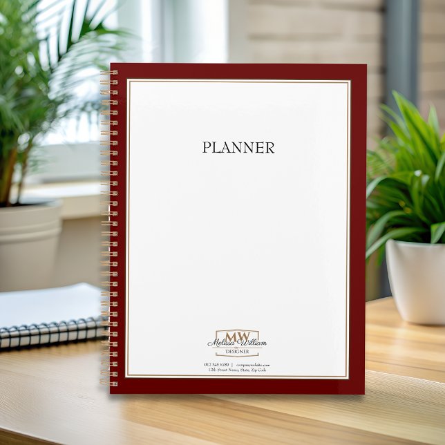 Simple Red White Monogram Business Planner (Creator Uploaded)