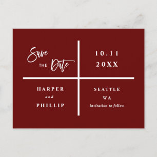 Simple Red & White Photo Save the Date Postcard