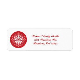 Simple red white snowflake return address labels