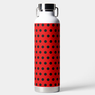 Simple Red with Black Polka Dots Water Bottle