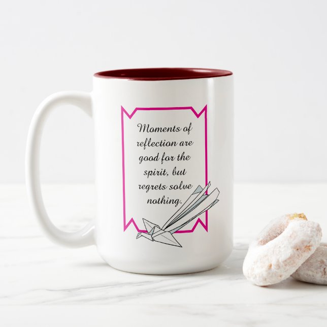 Simple Reflect but don’t Regret Inspirational Mug (With Donut)